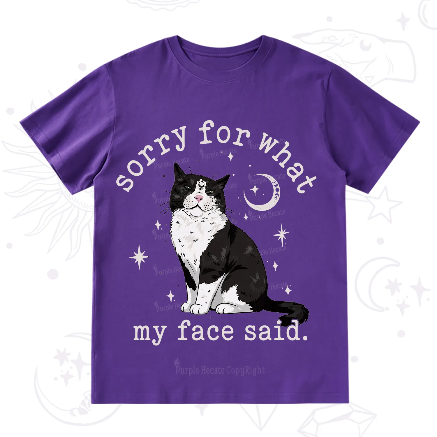 Purplehecate Sorry For What My Face Said Cat T-Shirt