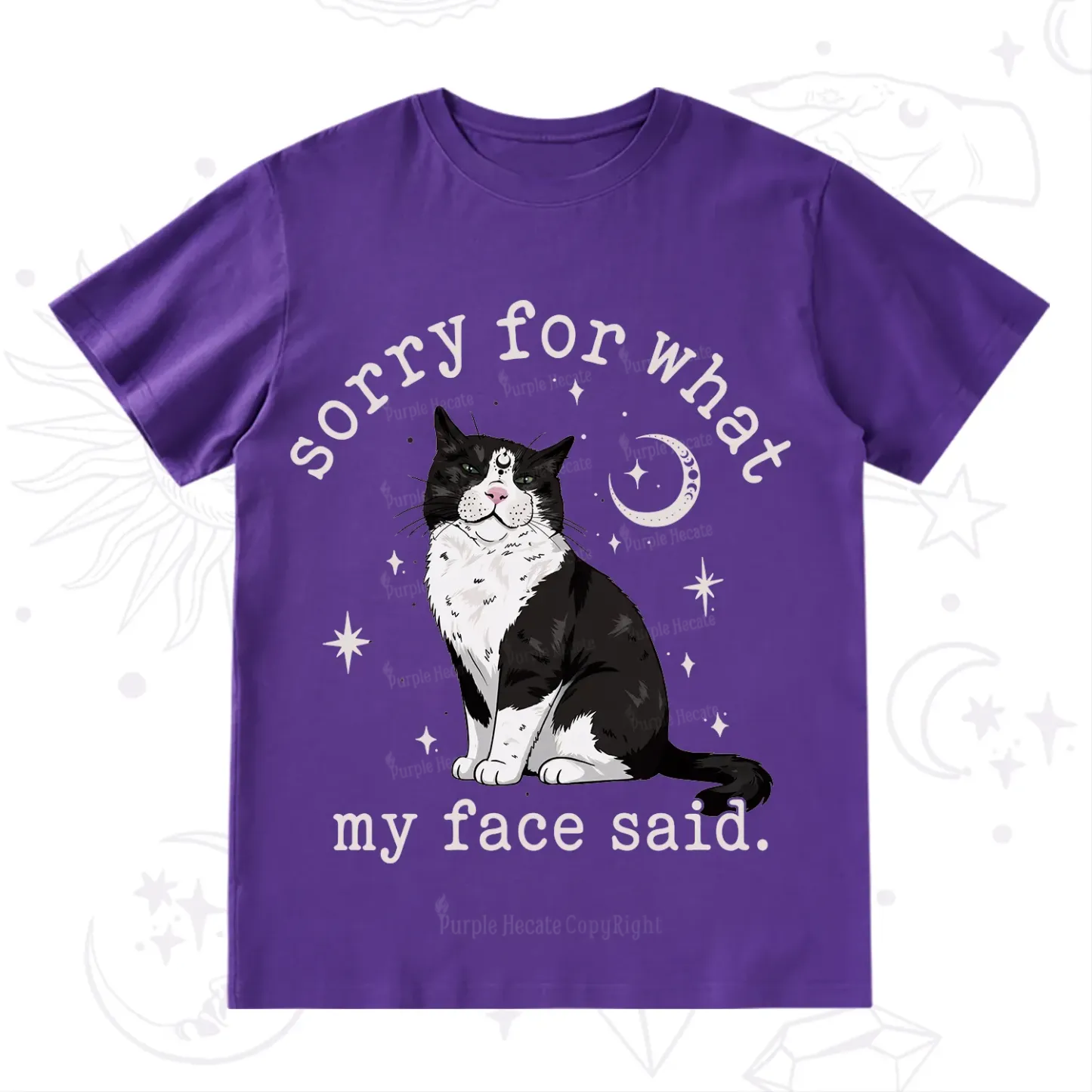 Purplehecate Sorry For What My Face Said Cat T-Shirt