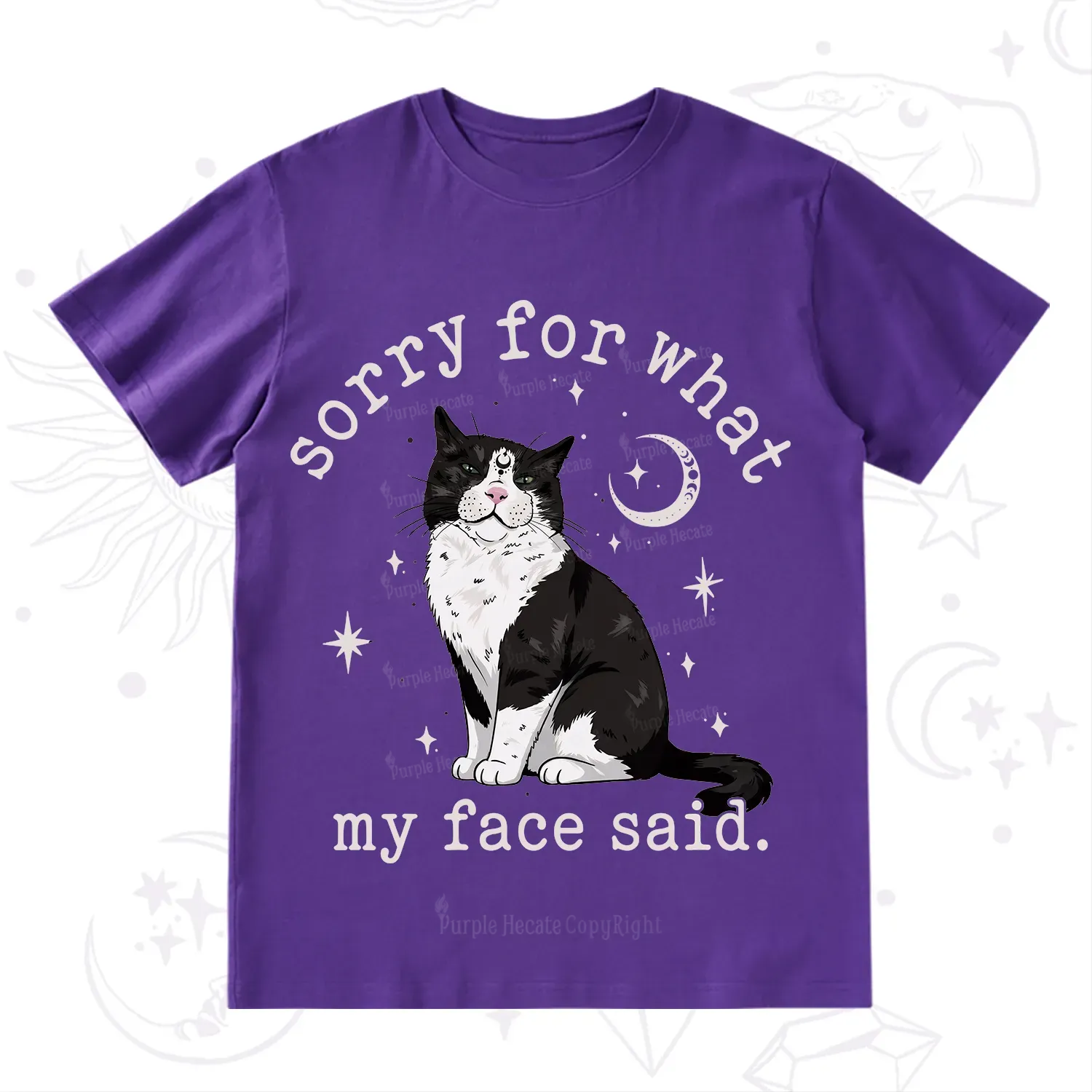 Purplehecate Sorry For What My Face Said Cat T-Shirt