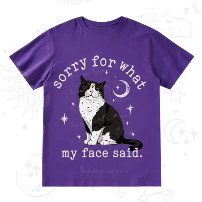 Purplehecate Sorry For What My Face Said Cat T-Shirt