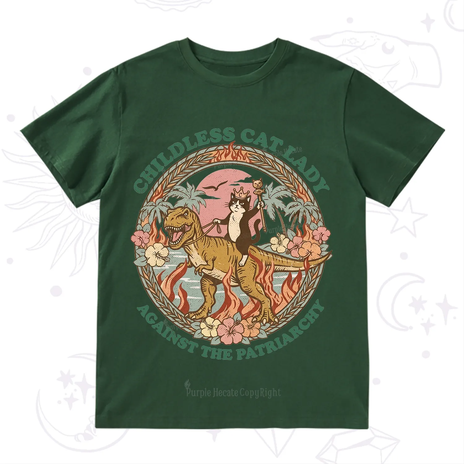 Purplehecate Childless Cat Lady Burn the Patriarchy T-Shirt