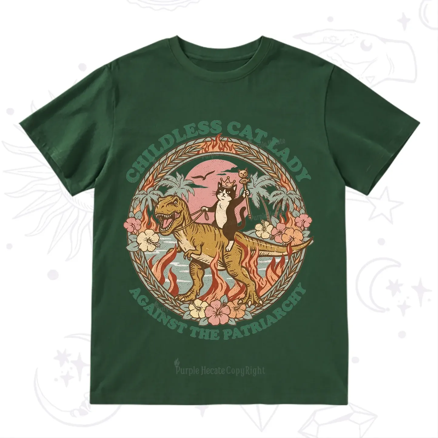 Purplehecate Childless Cat Lady Burn the Patriarchy T-Shirt