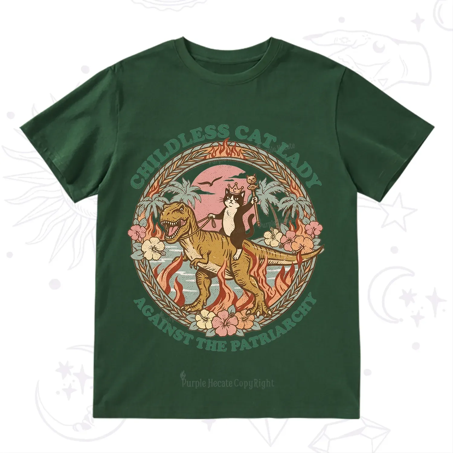 Purplehecate Childless Cat Lady Burn the Patriarchy T-Shirt
