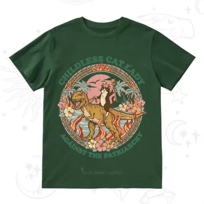 Purplehecate Childless Cat Lady Burn the Patriarchy T-Shirt
