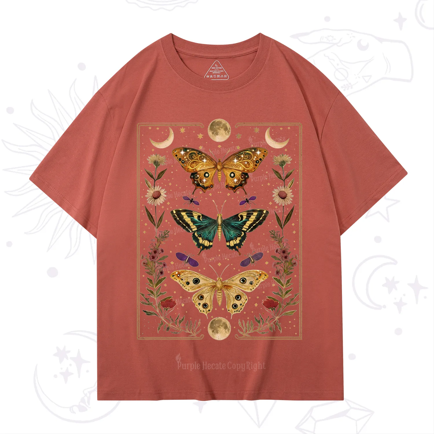 Purplehecate Sun and Moon Butterfly T-Shirt