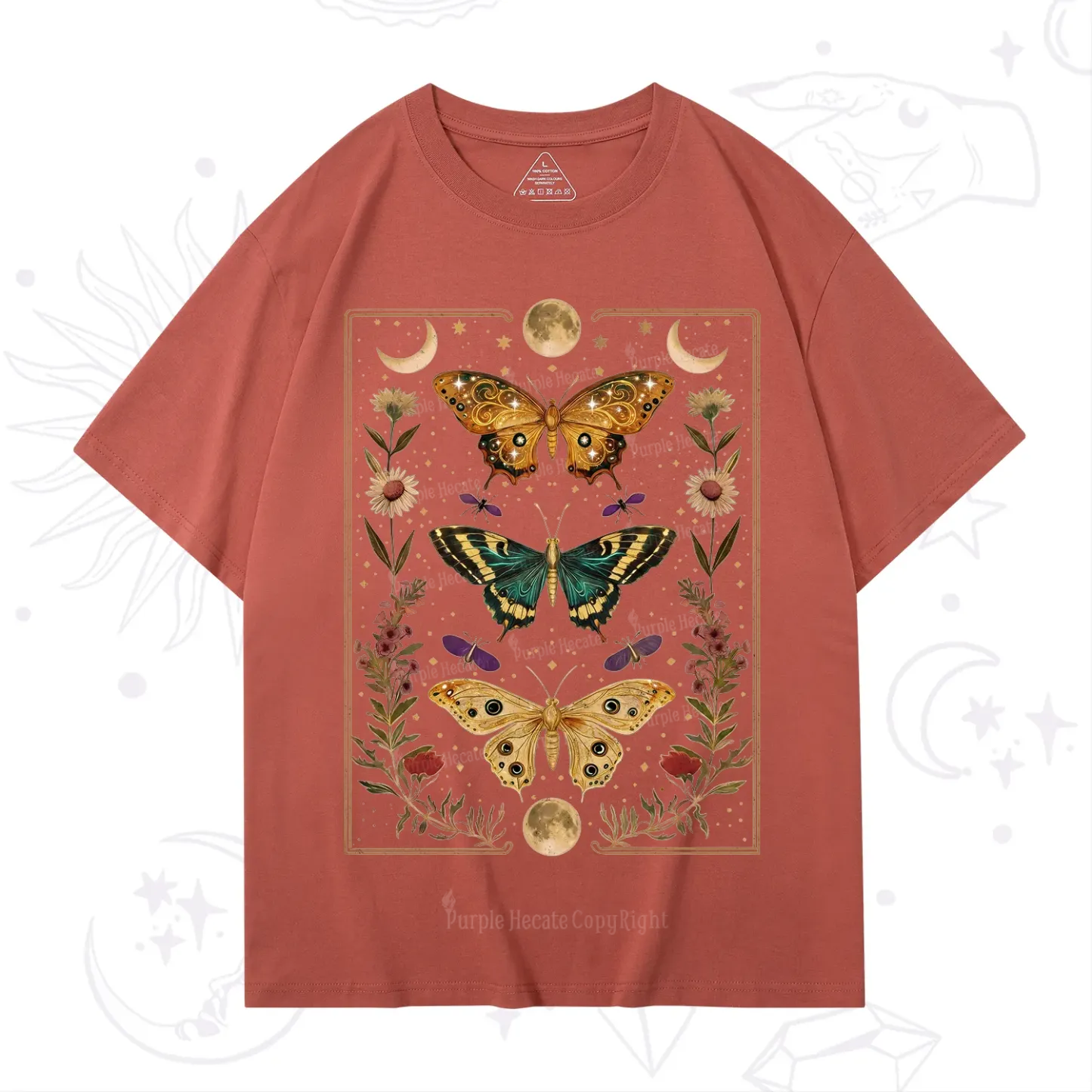Purplehecate Sun and Moon Butterfly T-Shirt