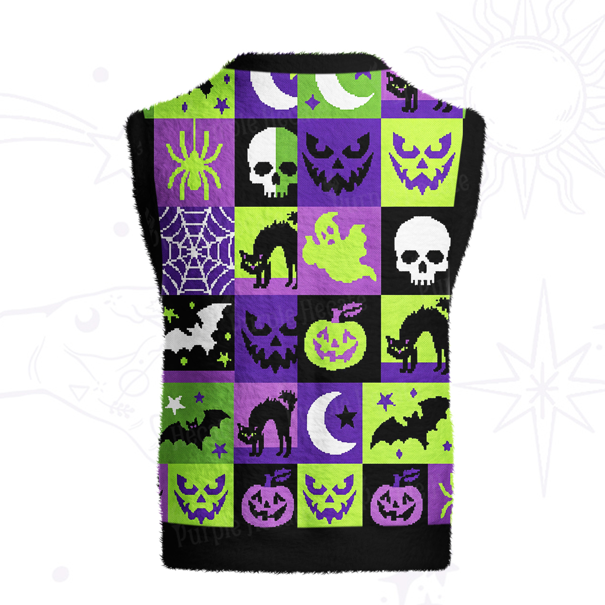Purplehecate Spooky Patchwork Halloween Ugly Sweater Vest