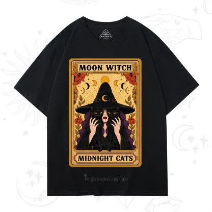 Purplehecate The Moon Witch Midnight Cats Oracle Card T-Shirt