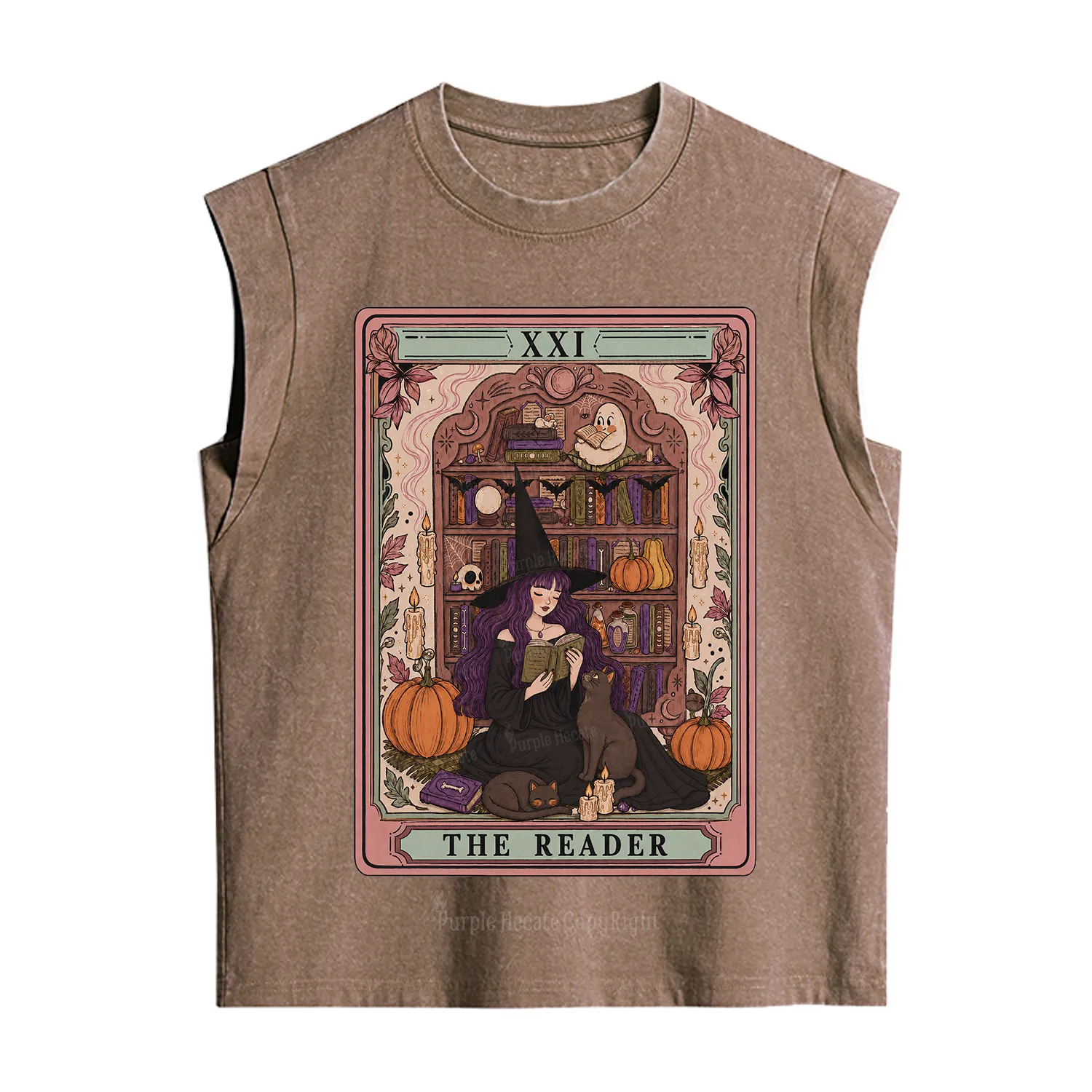 Purplehecate The Reader Tarot Bookish Witch Vintage Washed Tank