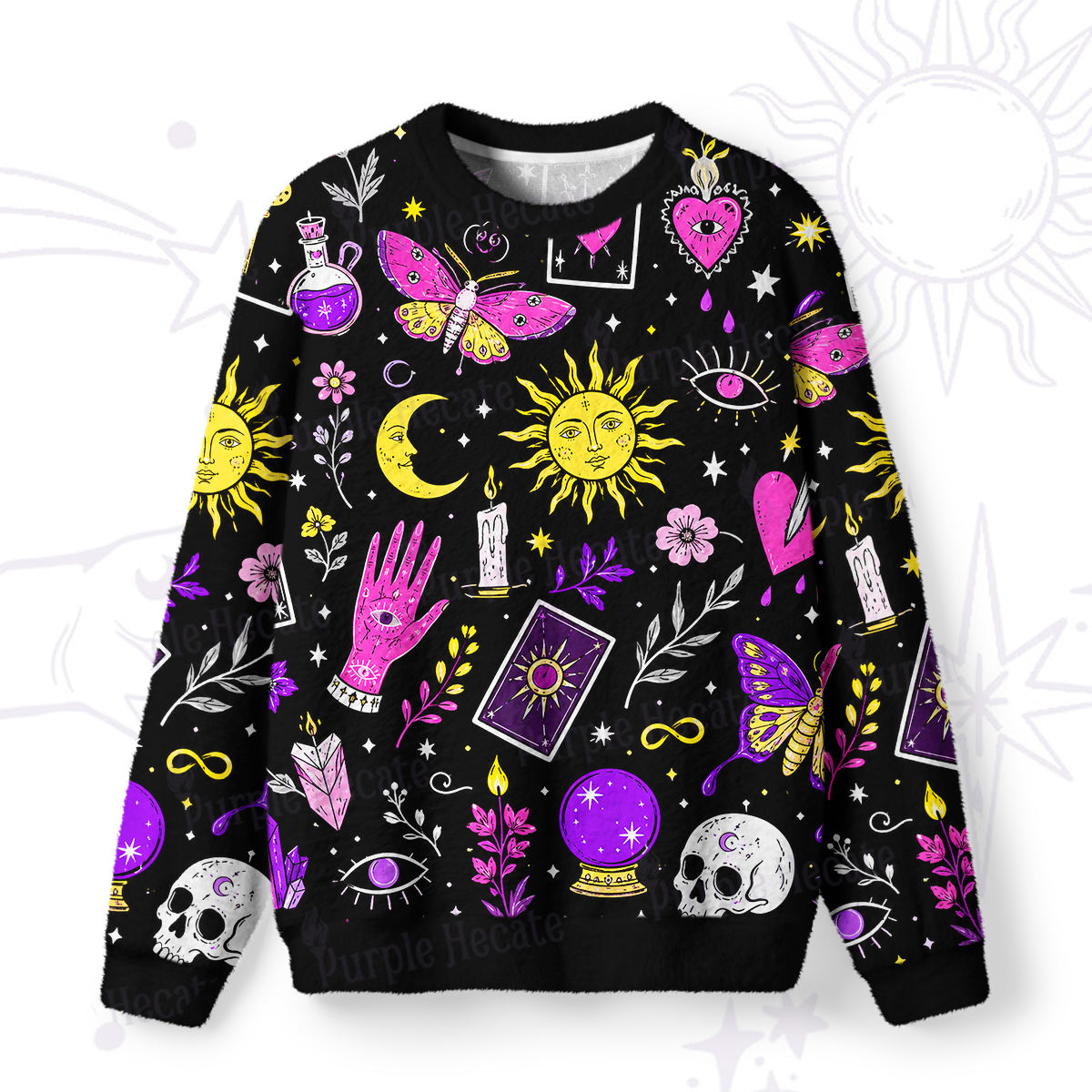 Purplehecate Witchy Night Magic Fuzzy Ugly Sweatshirt