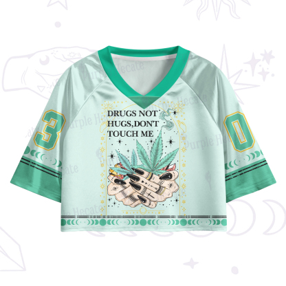 Purplehecate Drugs Not Hugs Crop Jersey Top