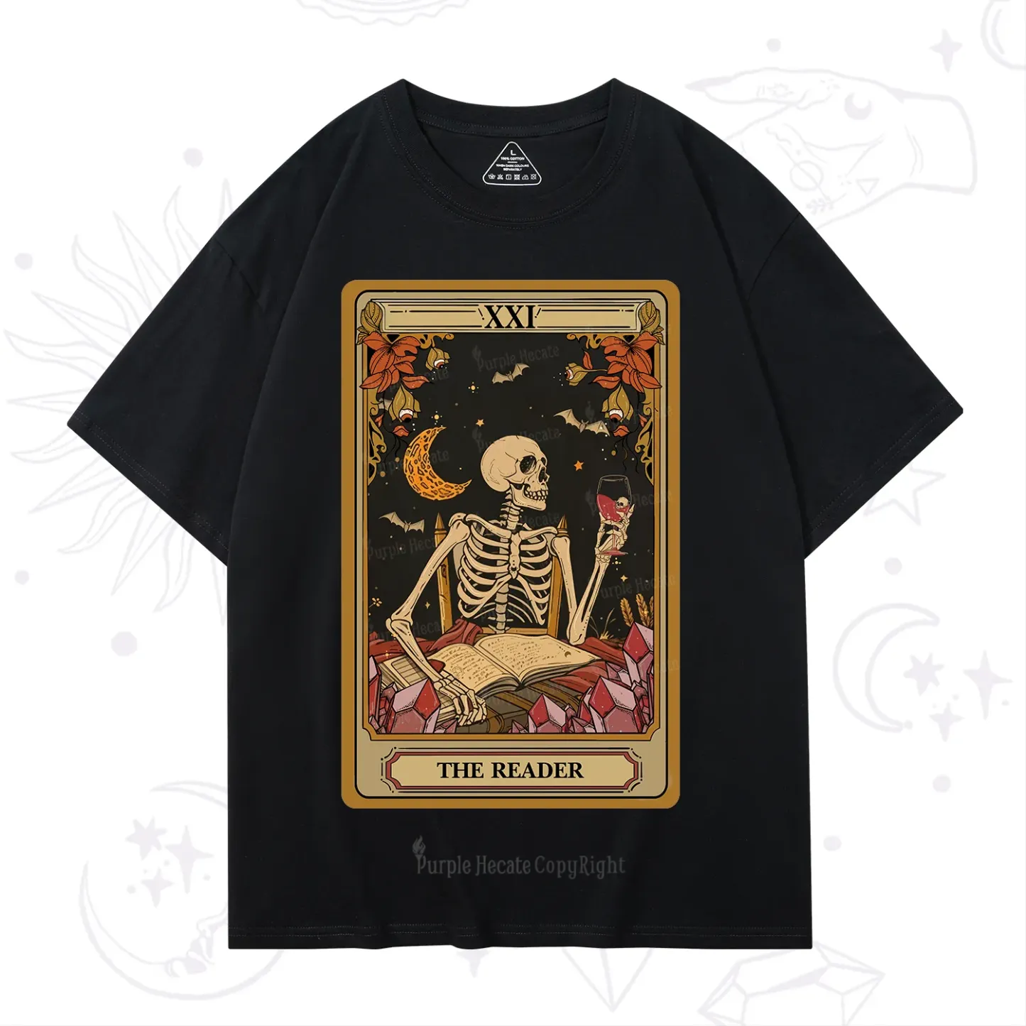 Purplehecate The Reader Tarot Skeleton T-Shirt
