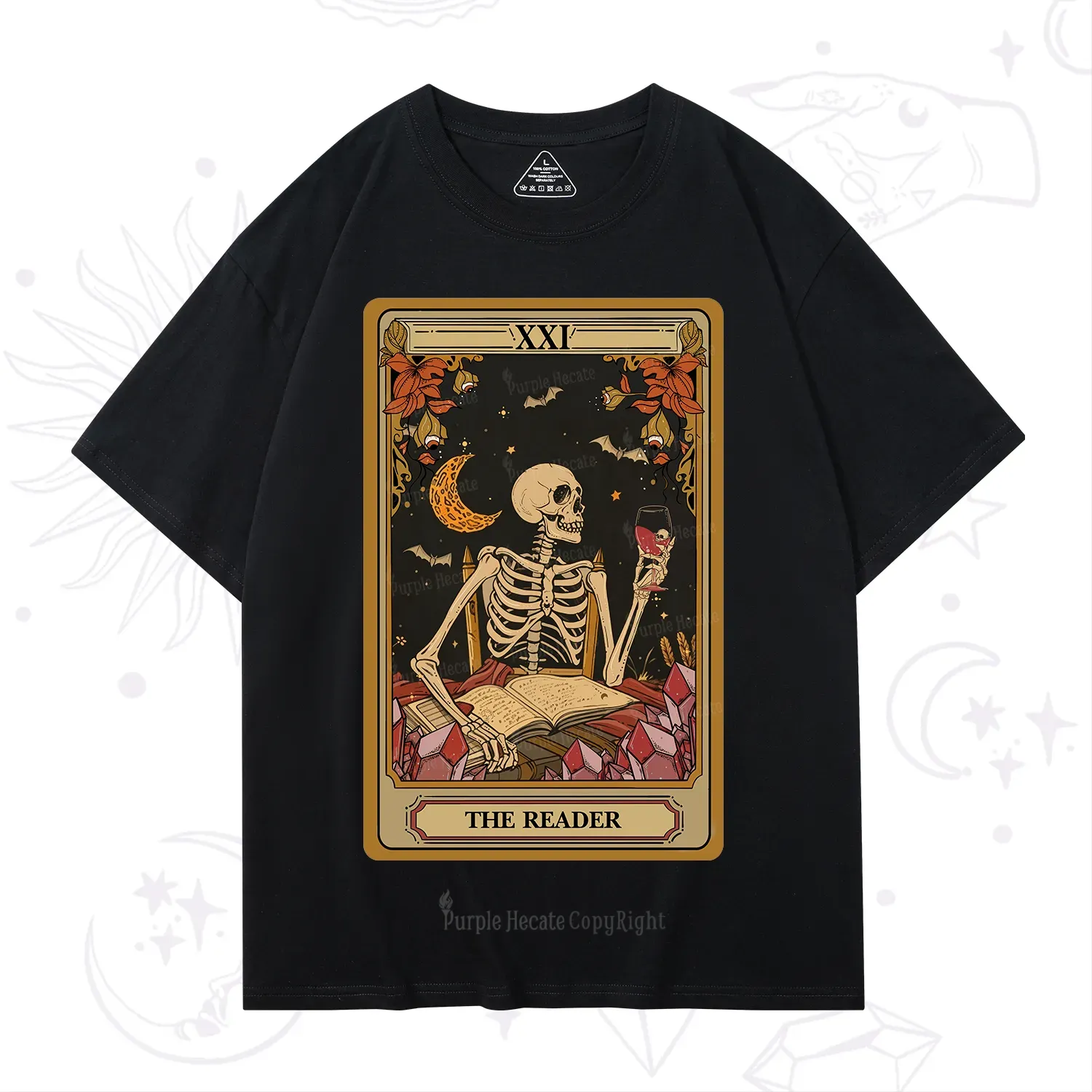 Purplehecate The Reader Tarot Skeleton T-Shirt