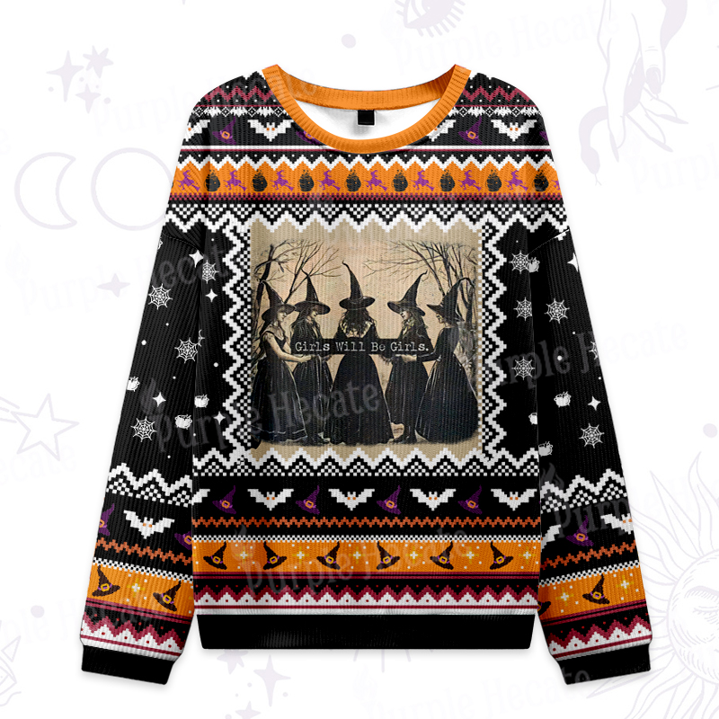 Purplehecate Girls Will Be Girls Witch Ugly Halloween Sweatshirts
