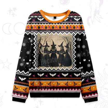 Purplehecate Girls Will Be Girls Witch Ugly Halloween Sweatshirts