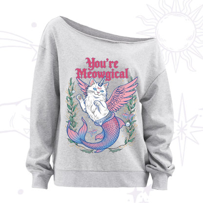 Purplehecate You're Meowgical Off The Shoulder Sweatshirt