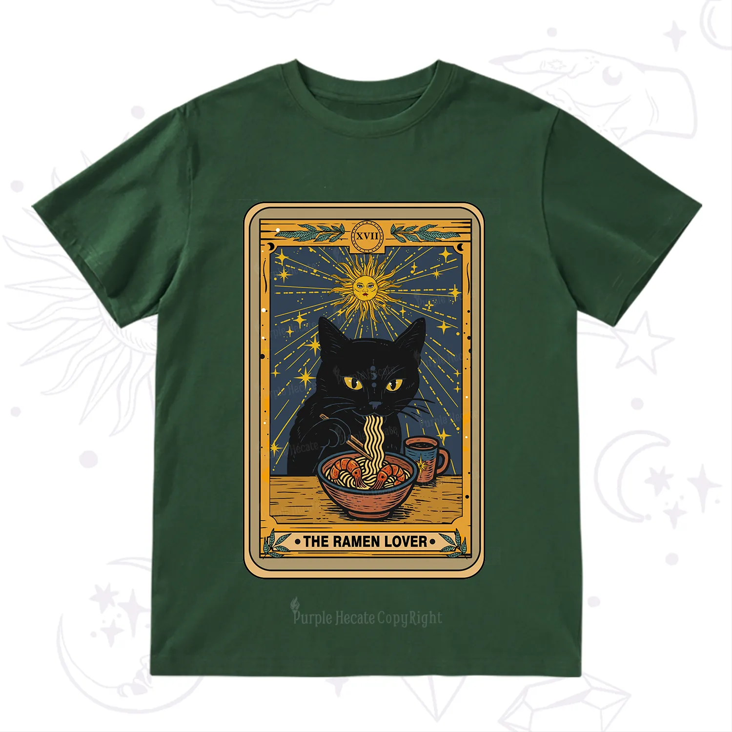 Purplehecate The Ramen Lover Cat Tarot T-Shirt