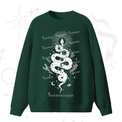 Purplehecate Mystical Moon Phases Snake Fuzzy Ugly Sweater