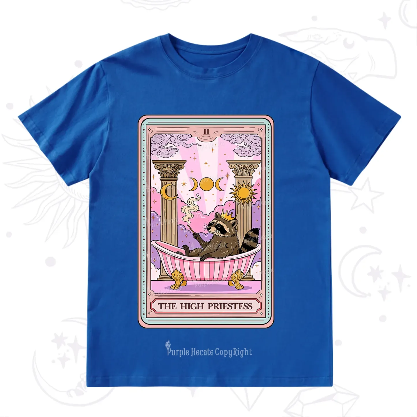 Purplehecate The High Priestess Raccoon Tarot T-Shirt