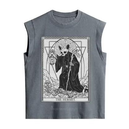 Purplehecate The Hermit Skeleton Cat Tarot Vintage Washed Tank