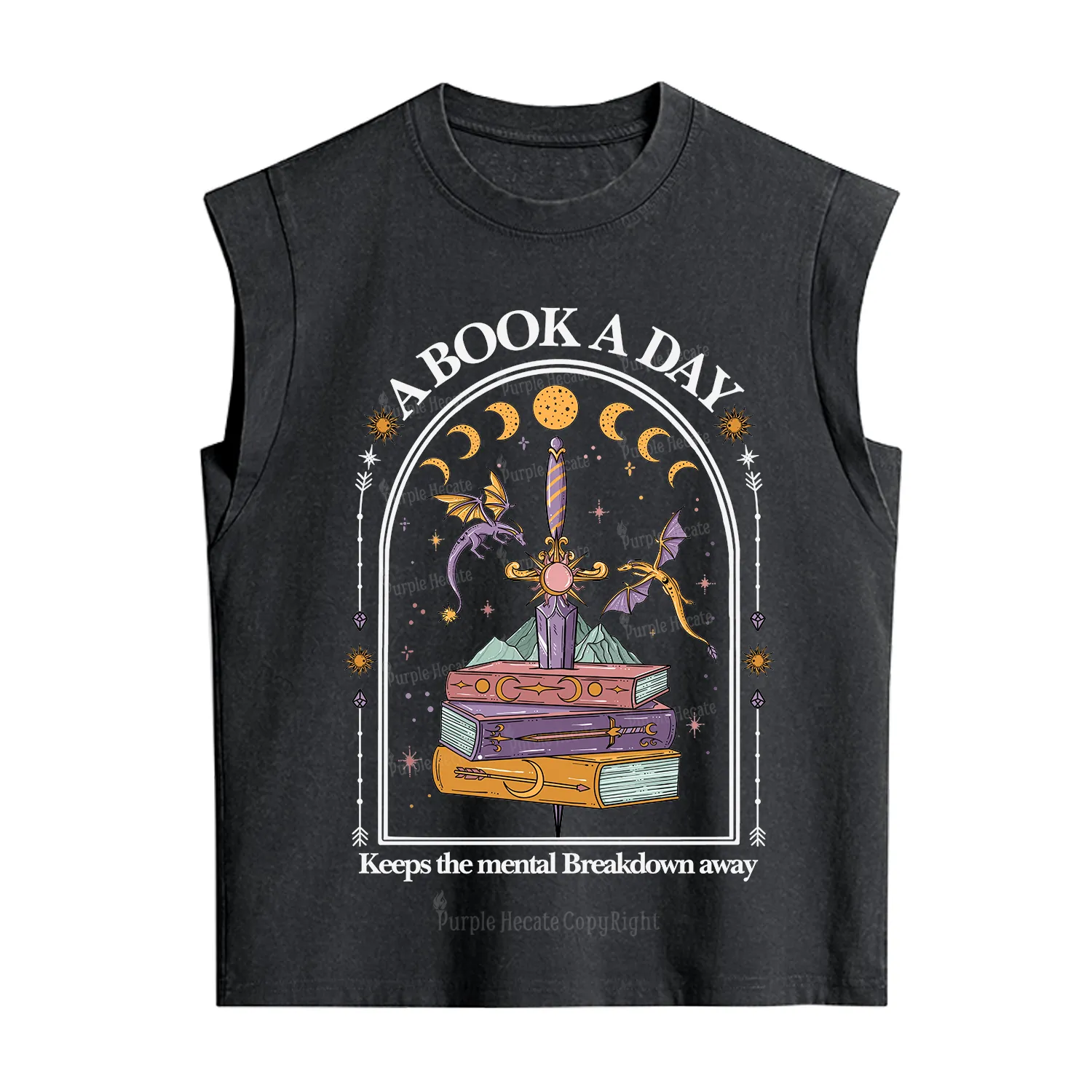 Purplehecate A Book A Day Keeps The Mental Breakdown Vintage Washed Tank