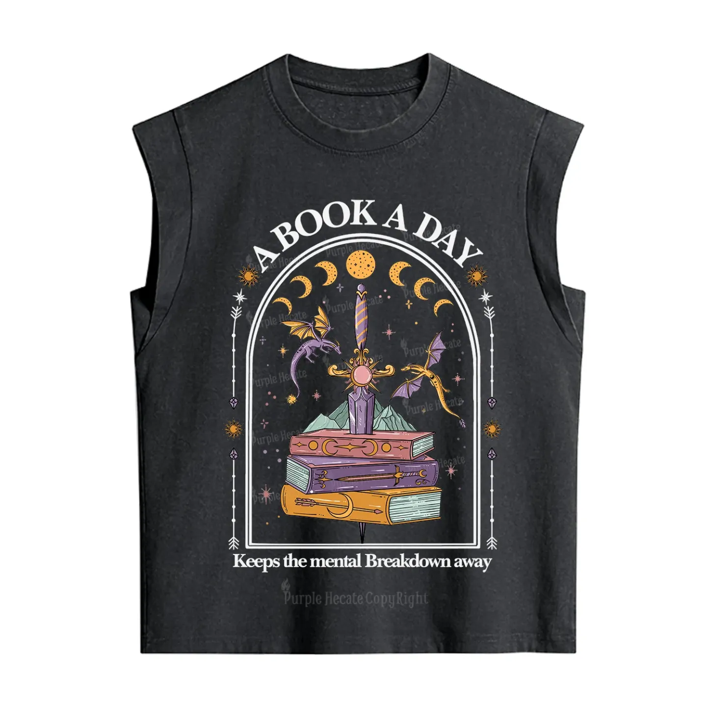 Purplehecate A Book A Day Keeps The Mental Breakdown Vintage Washed Tank