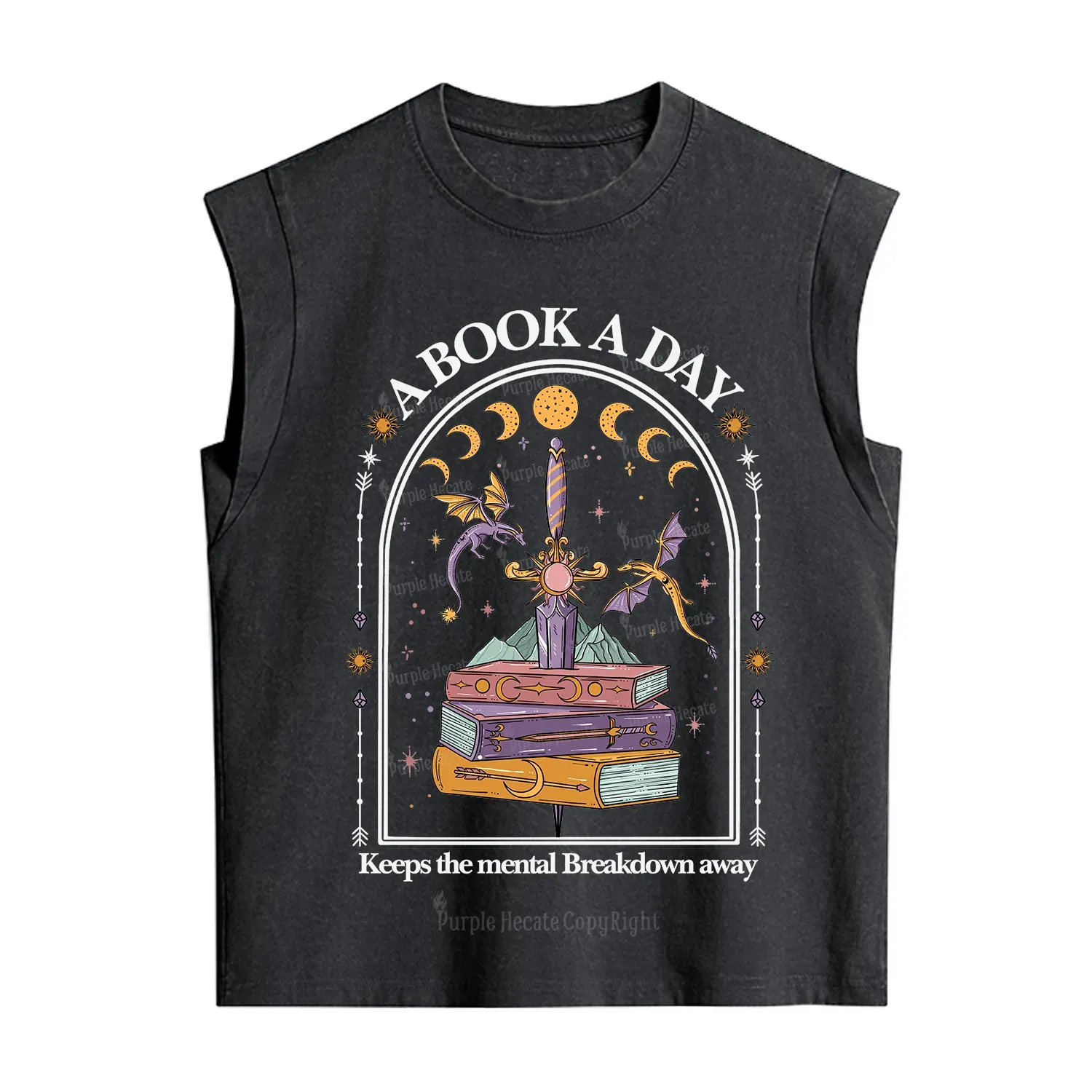 Purplehecate A Book A Day Keeps The Mental Breakdown Vintage Washed Tank