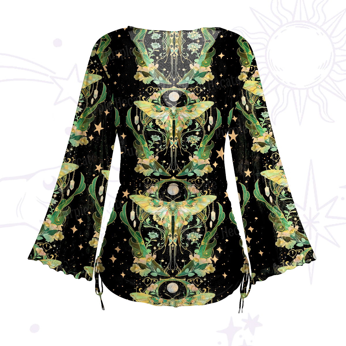 Purplehecate Moon Moth Rave Mesh Cover Up Dress