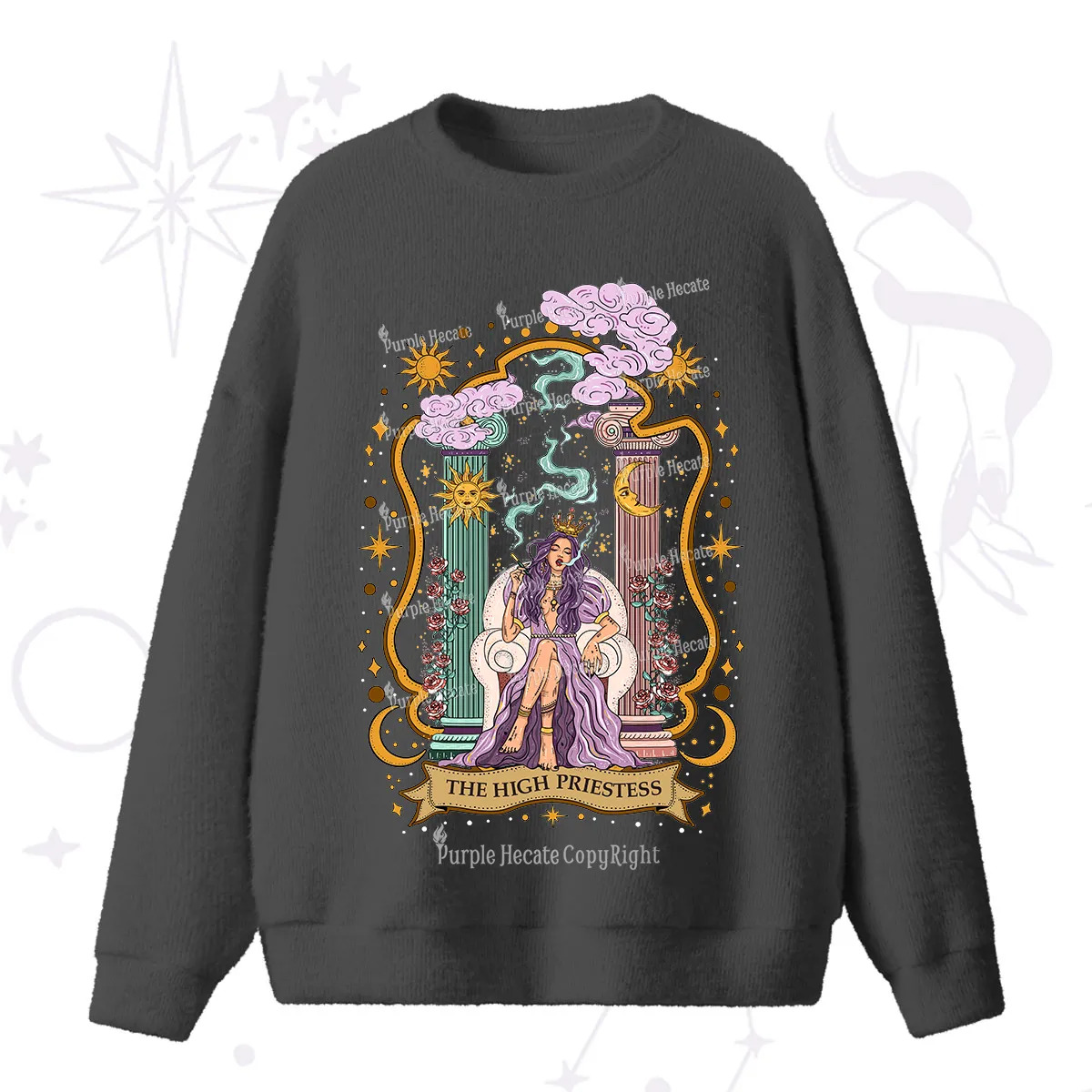 Purplehecate The High Priestess Goddess Fuzzy Ugly Sweater