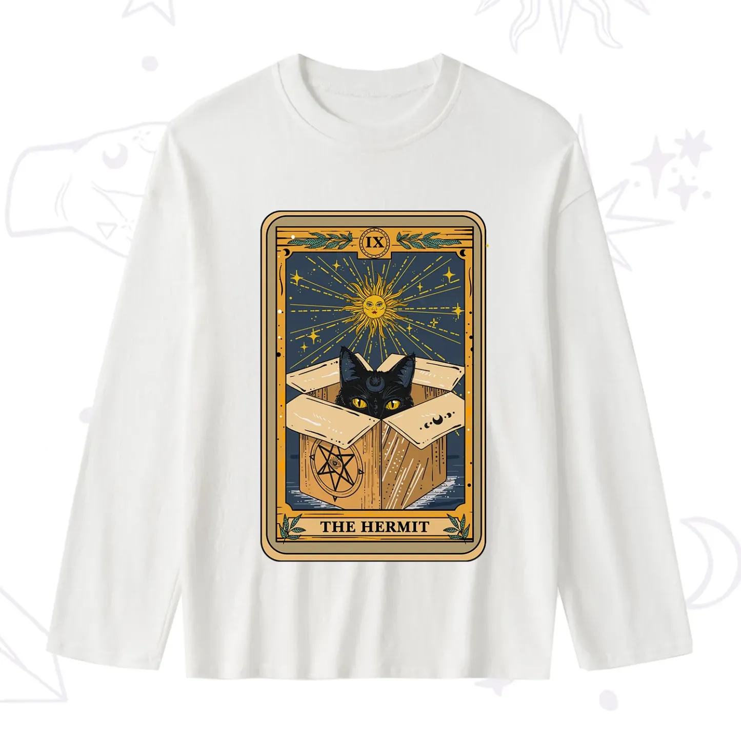 Purplehecate The Hermit Cat Tarot Card Slub Long Sleeve T-Shirt