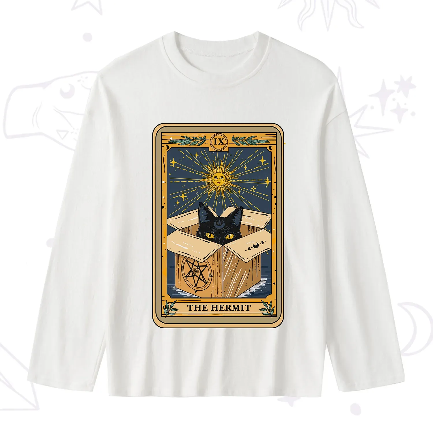 Purplehecate The Hermit Cat Tarot Card Slub Long Sleeve T-Shirt
