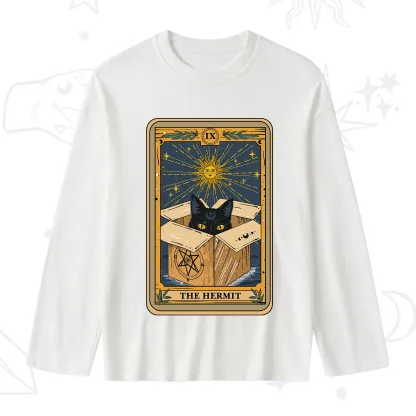 Purplehecate The Hermit Cat Tarot Card Slub Long Sleeve T-Shirt