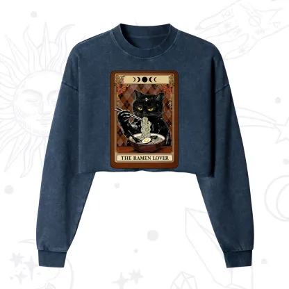 Purplehecate The Ramen Lover Tarot Cropped Washed Sweatshirt