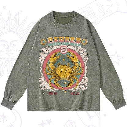 Purplehecate Cancer Cosmic Zodiac Washed Long Sleeve Shirt