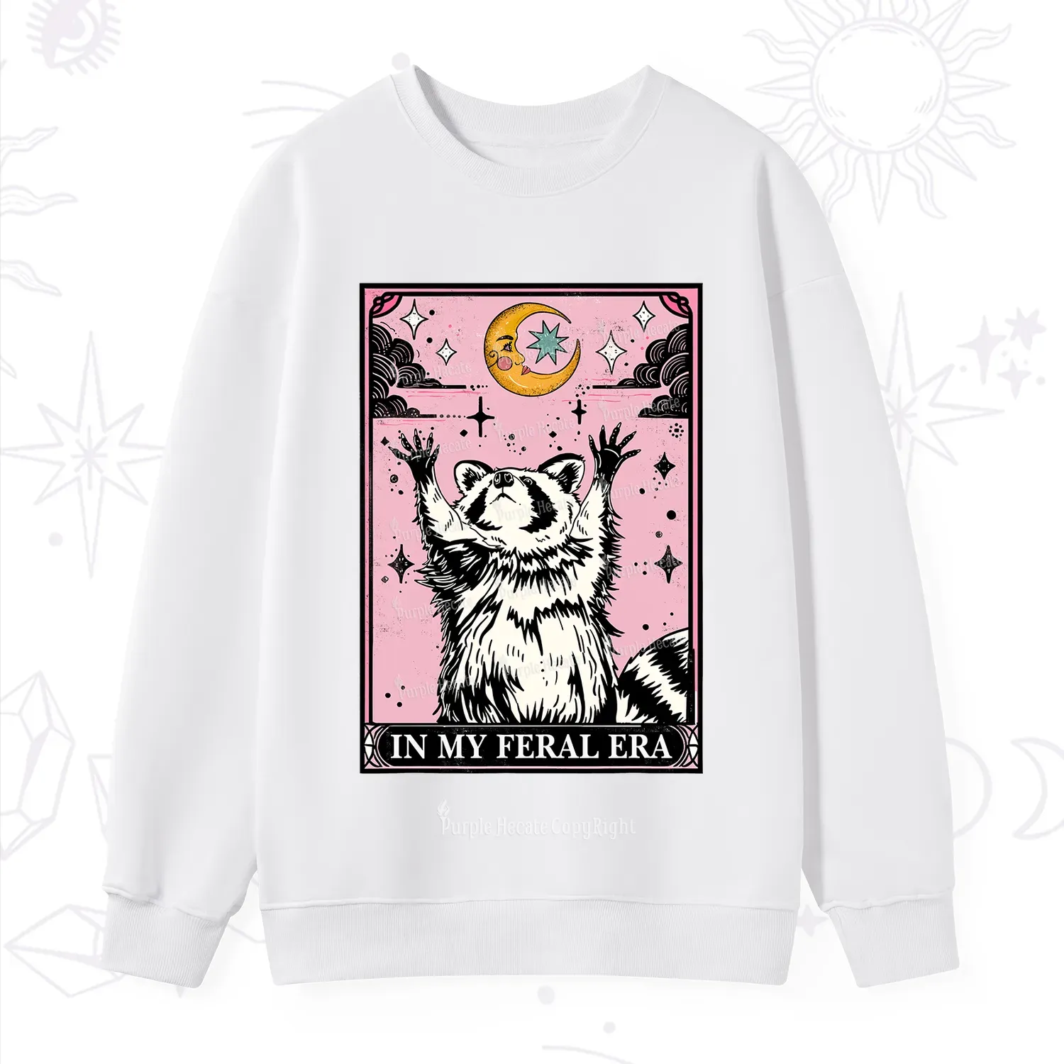 Purplehecate The In My Feral Era Tarot Raccoon Sweatshirt