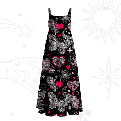Purplehecate Midnight Butterfly Bloom Wide Straps Maxi Dress