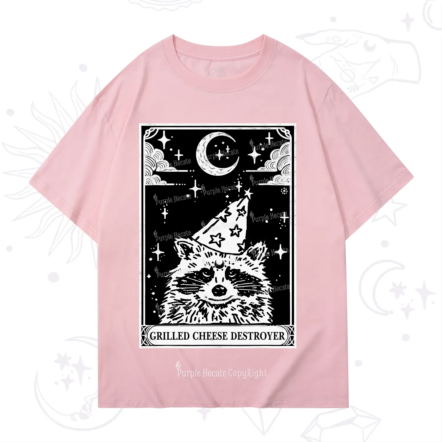 Purplehecate The Grilled Cheese Destroyer Tarot Raccoon T-Shirt