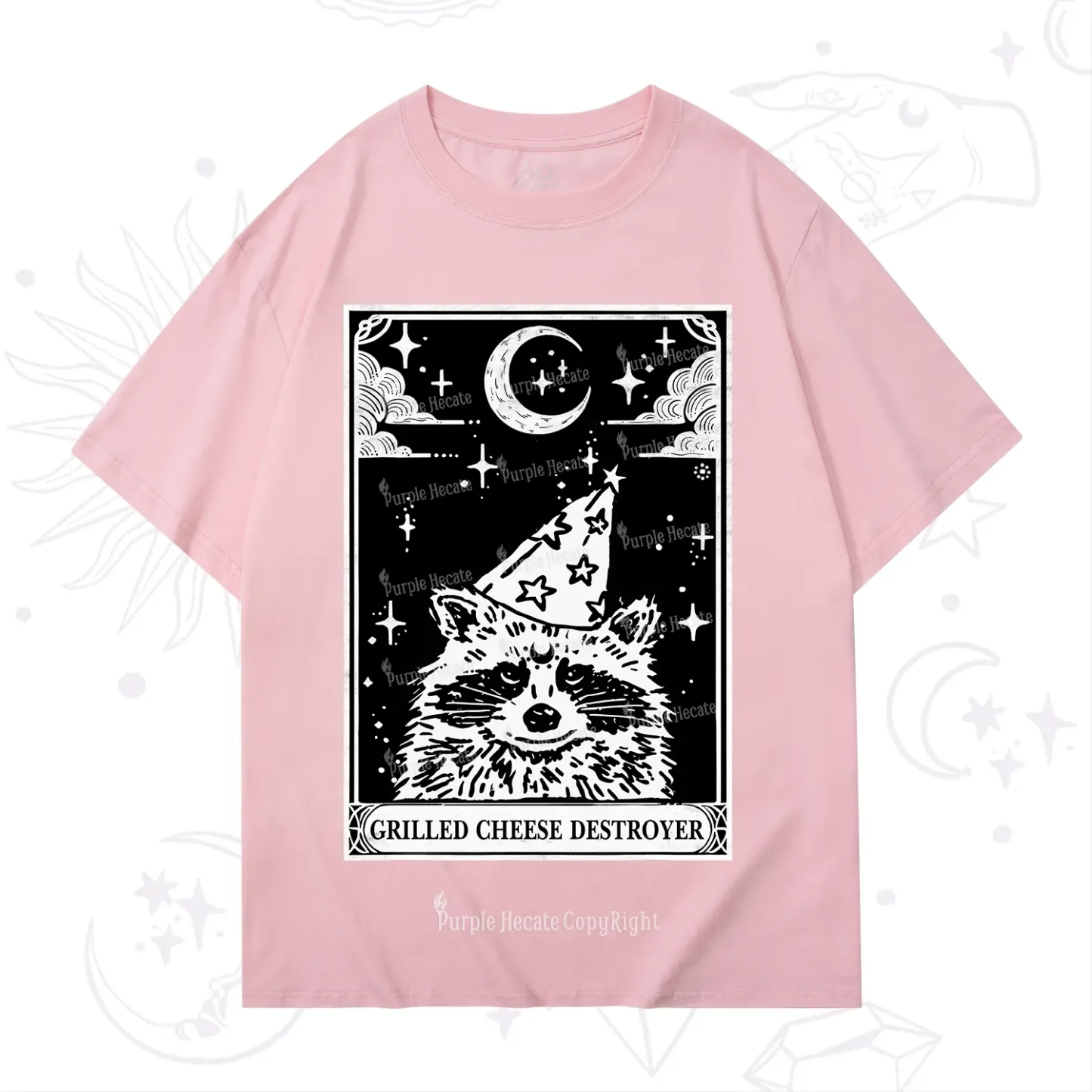 Purplehecate The Grilled Cheese Destroyer Tarot Raccoon T-Shirt