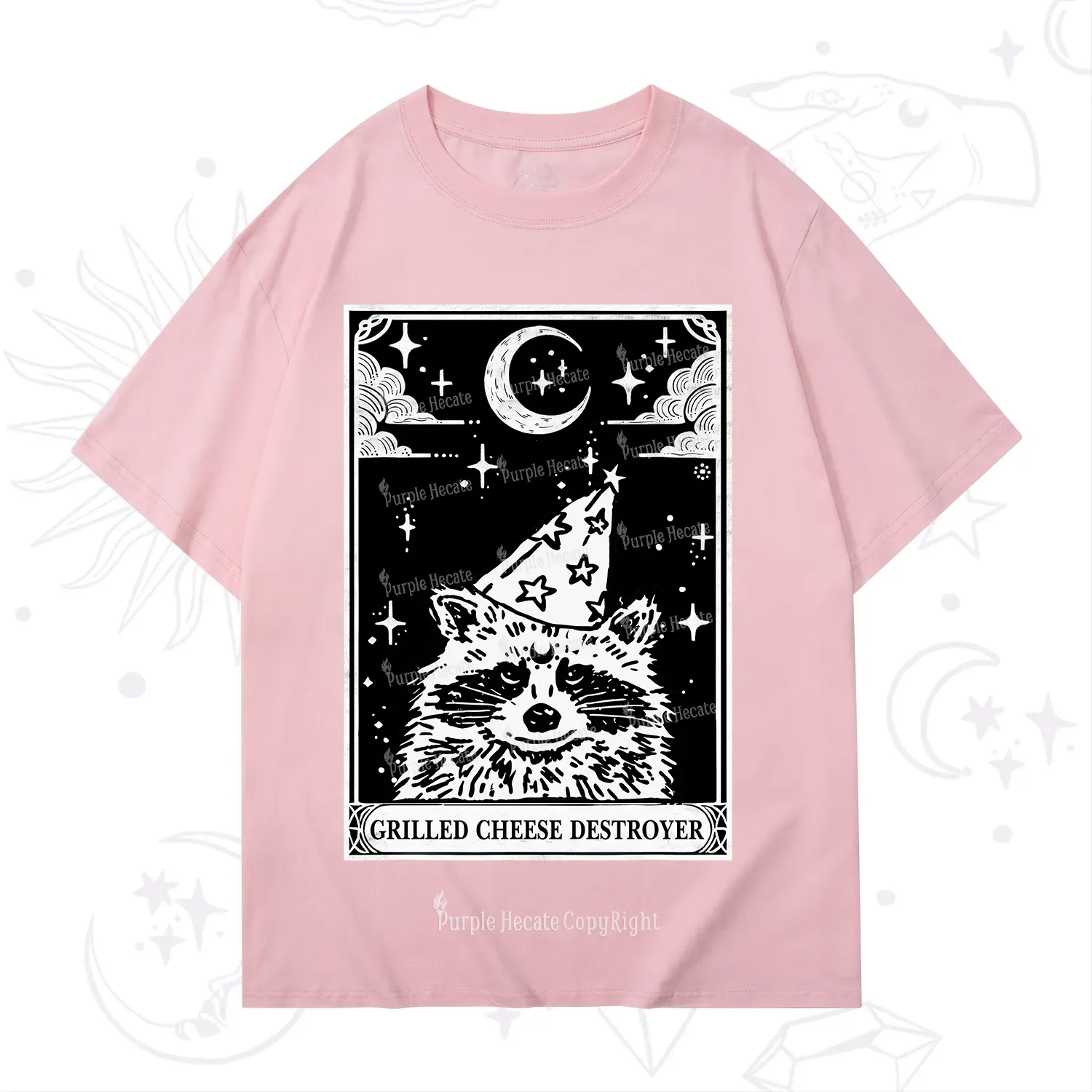 Purplehecate The Grilled Cheese Destroyer Tarot Raccoon T-Shirt