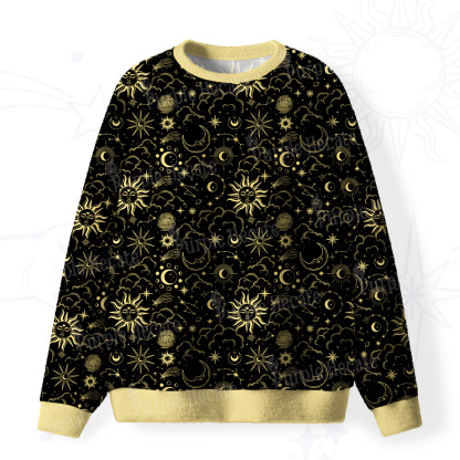 Purplehecate Mysterious Star & Moon Fuzzy Ugly Christmas Sweatshirt