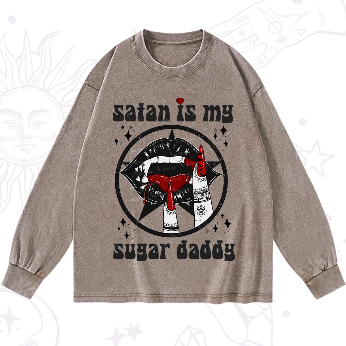 Purplehecate Satan Is My Sugar Daddy Washed Long Sleeve Shirt