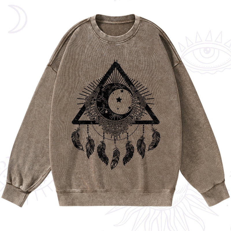Purplehecate Starry Moon Dreamcatcher Washed Sweatshirt