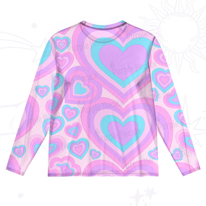 Purplehecate Soft Pastel Love Waves Mesh Long Sleeve Top