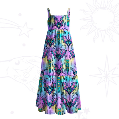 Purplehecate Psychedelic Bat Wide Straps Maxi Dress