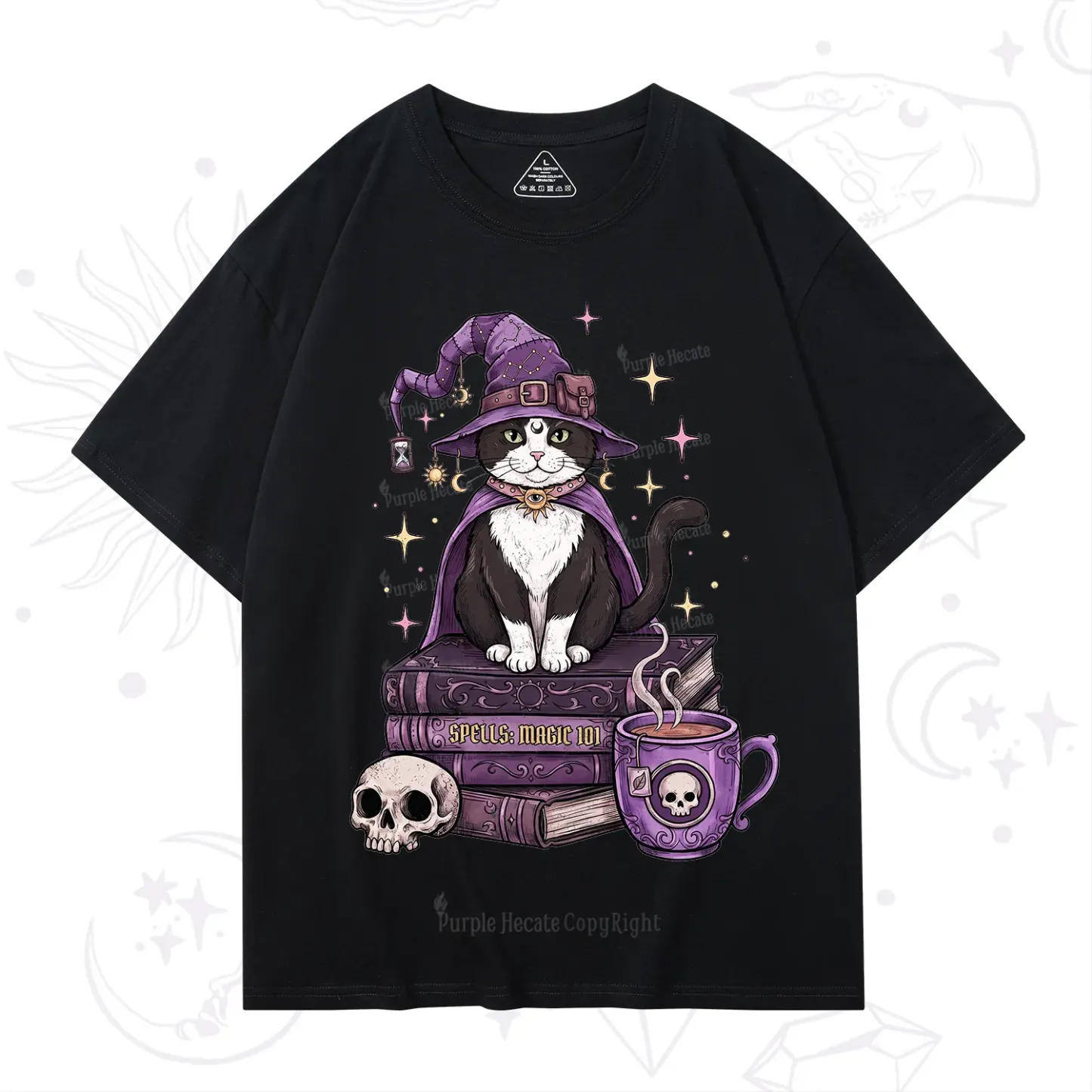 Purplehecate Witchy Cat Spell Books T-Shirt