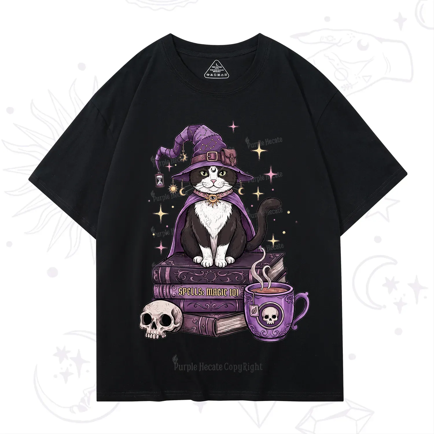 Purplehecate Witchy Cat Spell Books T-Shirt