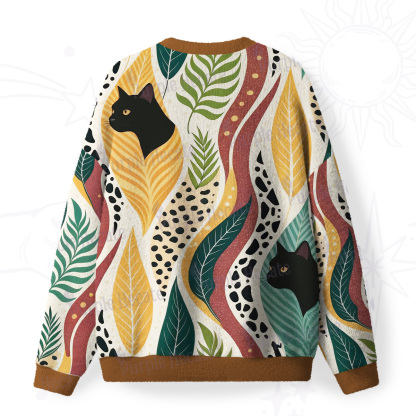 Purplehecate Mystic Forest Cat Fuzzy Ugly Christmas Sweatshirt