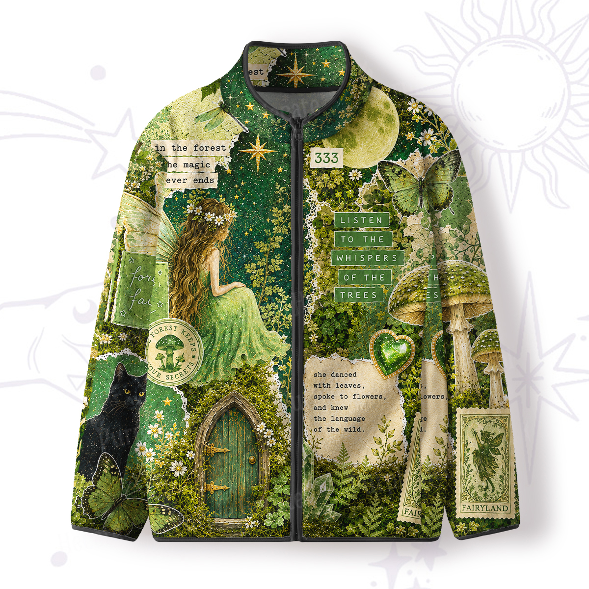 Purplehecate Forest Witch Who Listens to the Whispers of the Trees Full Zip Fleece Jacket