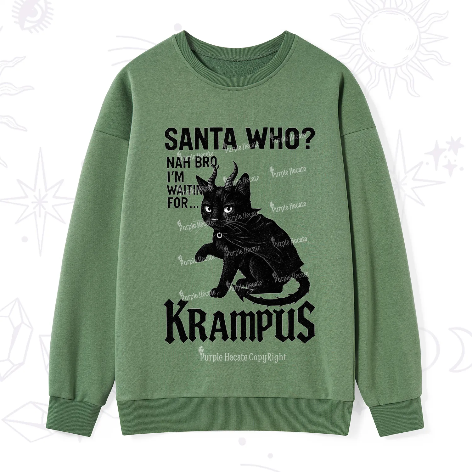 Purplehecate Santa Who? Nah Bro I'm Waiting for Krampus Christmas Sweatshirt