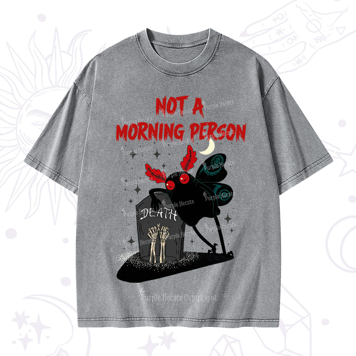 Purplehecate Not A Morning Person Washed T-Shirt